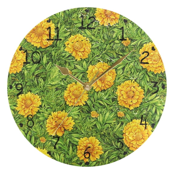 Orange Autumn Landscape Round Wall Clock Silent Battery Operated Home Decor for Living Room Bedroom