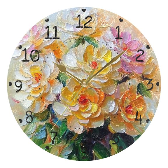 Orange Autumn Landscape Round Wall Clock Silent Battery Operated Home Decor for Living Room Bedroom