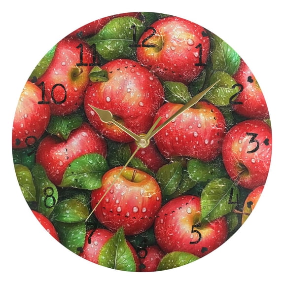 Orange Autumn Landscape Round Wall Clock Silent Battery Operated Home Decor for Living Room Bedroom
