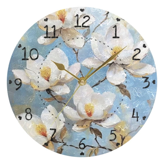 Orange Autumn Landscape Round Wall Clock Silent Battery Operated Home Decor for Living Room Bedroom