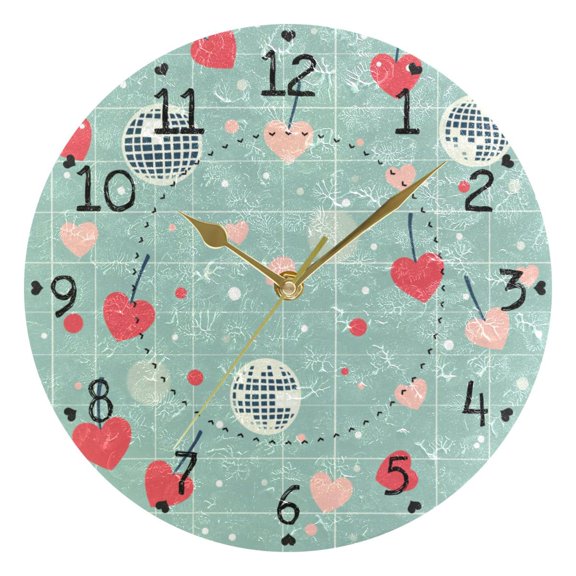 Orange Autumn Landscape Round Wall Clock Silent Battery Operated Home Decor for Living Room Bedroom