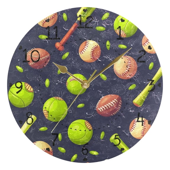 Orange Autumn Landscape Round Wall Clock Silent Battery Operated Home Decor for Living Room Bedroom