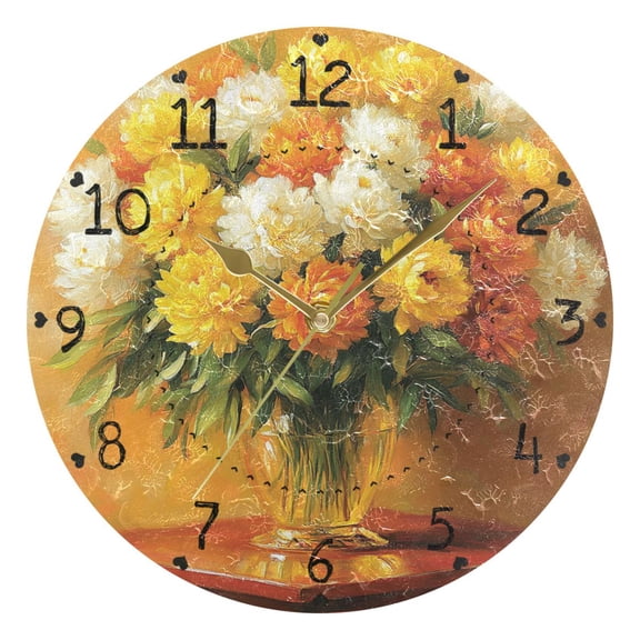 Orange Autumn Landscape Round Wall Clock Silent Battery Operated Home Decor for Living Room Bedroom