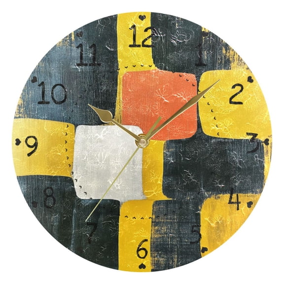 Orange Autumn Landscape Round Wall Clock Silent Battery Operated Home Decor for Living Room Bedroom