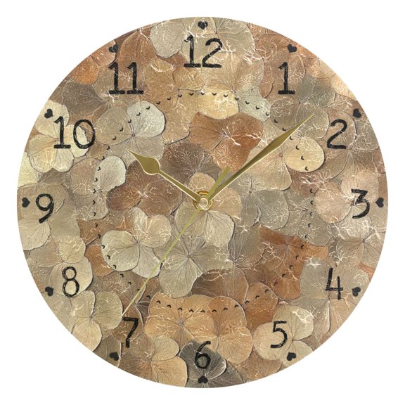 Orange Autumn Landscape Round Wall Clock Silent Battery Operated Home Decor for Living Room Bedroom