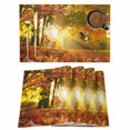 thumbnail image 1 of Orange Autumn Leaves Placemats Set of 6 Fall Trees Forest Country Rustic Place Mats Indoor Wipeable Table Mats Washable Cloth Dining Table Placemats for Kitchen Holiday Party Home Decor 13x19 Inch, 1 of 9