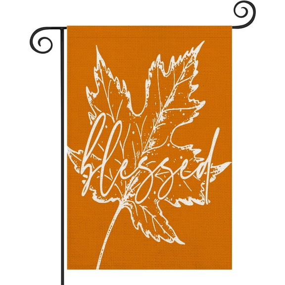 Orange Autumn Maple Leaves Garden Flag 12.5x18 Double Sided Burlap for Outside Fall Seasonal Harvest Blessed Thanksgiving Day Yard Lawn Farmhouse Decoration