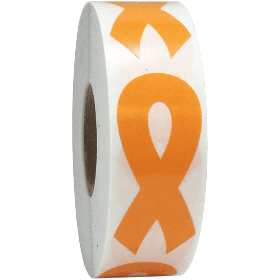 Orange Awareness Ribbon Stickers 2 Inch 500 Total Adhesive Labels