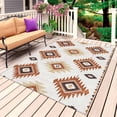thumbnail image 1 of Orange Aztec Outdoor Rug for Patio/Deck/Porch, Non-Slip Large Area Rug 3 x 5 Ft, Southwest Neutral Abstract Geometric Art Indoor Outdoor Rugs Washable Area Rugs, Reversible Camping Rug Carpet Runner, 1 of 8