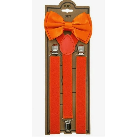 Orange Baby Toddler Kids Boys Girls Y-Back Elastic Suspenders Bowtie Set - New with box/tags