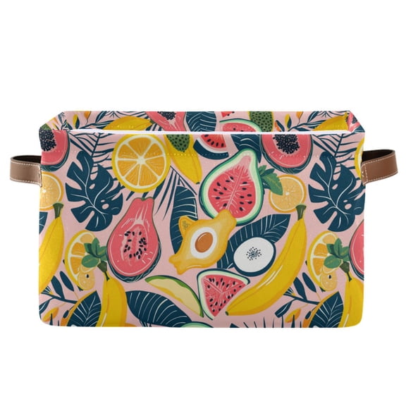 Orange Banana Pawpaw Watermelon Storage Bins with Handle Fabric Organizer Basket Foldable Box 1 Pack 14.2x10.2x8.3