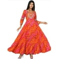 thumbnail image 1 of Orange Bandhani Anarkali Dress, 1 of 9