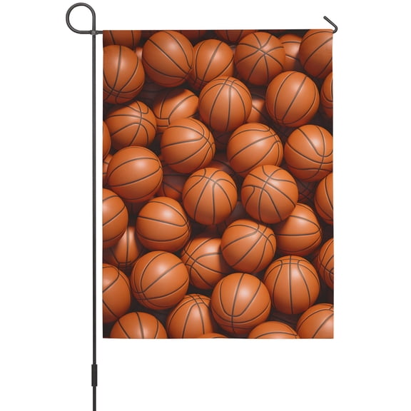 Orange Basketball Garden Flags For Outdoor, Ball Game Sports Abstract Art Small Double Side Yard Flags Weather Proof Garden Decor for Lawn Outside Holiday 12 x 18 Inches