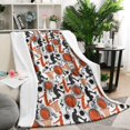 thumbnail image 1 of Orange Basketball Players Pattern Blanket,Comfortable Soft Lamb Wool Throw Blanket,All Season,Warm Lightweight Blankets for Sofa Bed Couch Living Room Chair,50"x60", 1 of 4