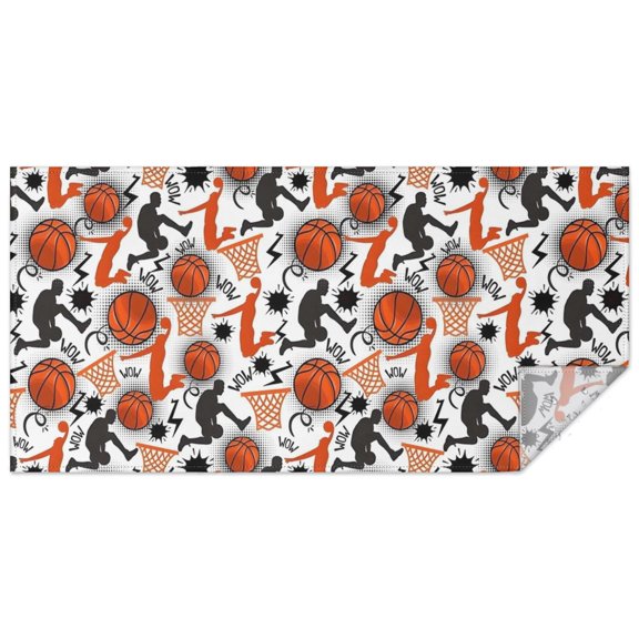 Orange Basketball Players Pattern Rectangle Tablecloth 60"x120",Waterproof Polyester Rectangle Table Cloth, Wipeable Spillproof Polyester Tablecloth for Dining, Camping, Indoor and Outdoor