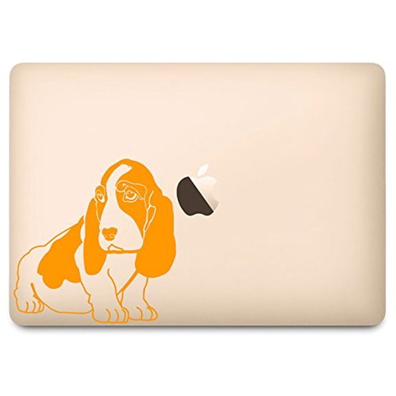 Orange Basset Hound Decal for 12" Macbook