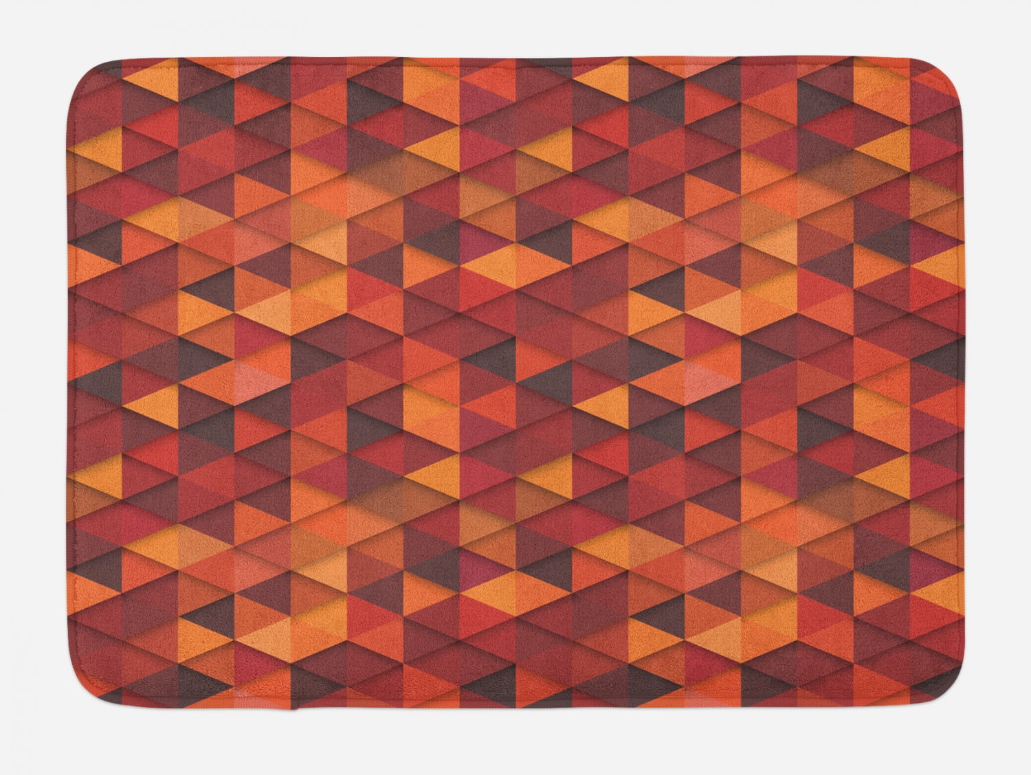 Orange Bath Mat, Abstract Vector Retro Pattern of Triangles Modern Art ...