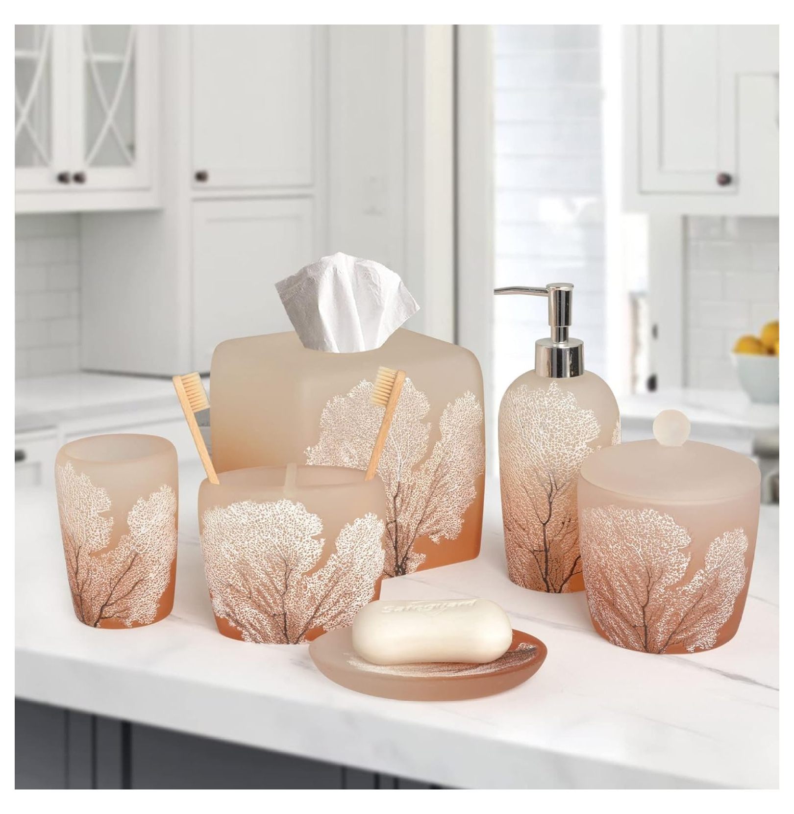 Orange Bathroom Accessories Set 6Piece Bath Decor for Vanity