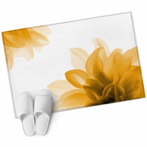 Orange Bathroom Mat 2x3 FT, Non Slip Small Kitchen Mat, Boho Modern Floral Abstract Ombre Leaf White Washable Soft Backed Front Door Throw Rug Non-Shedding Indoor Outdoor Doormat for Entryway Sink