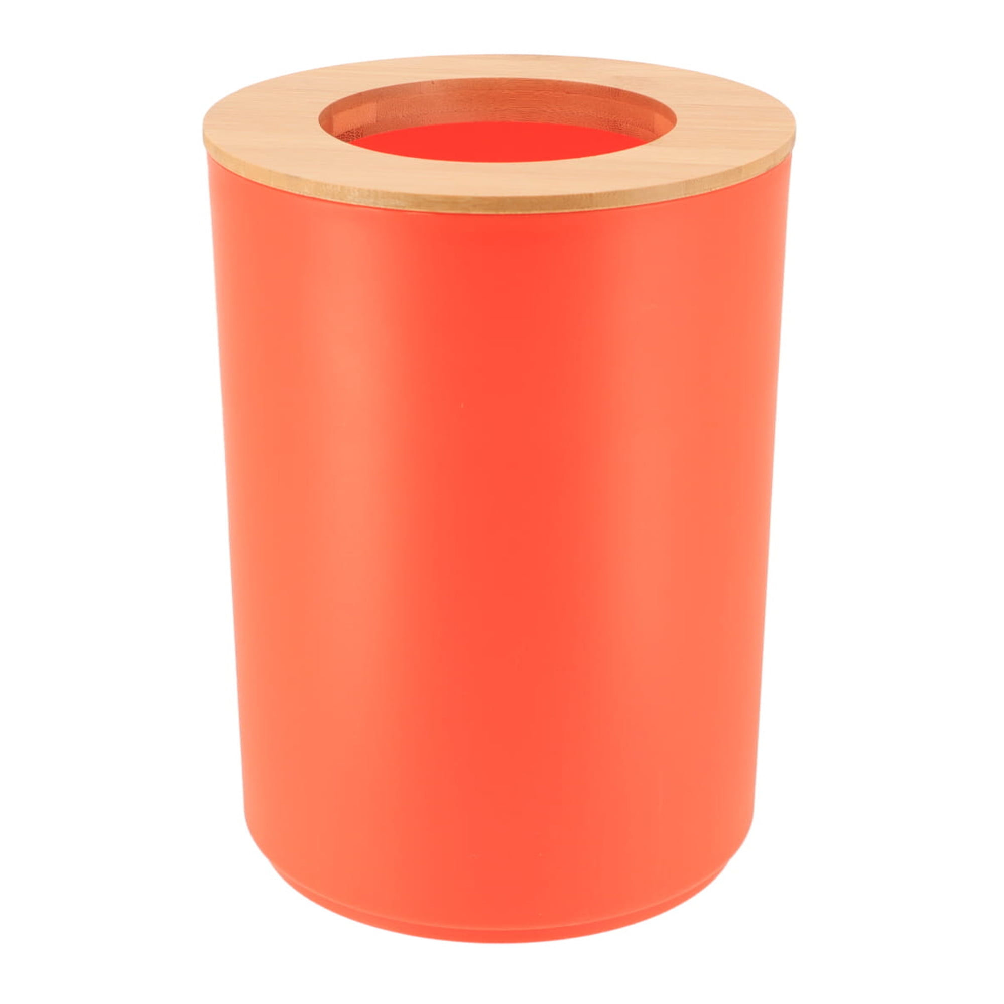 Orange Bathroom Trash Can Padang Bamboo Top 1.3 Gal Stylish and