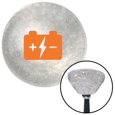 Orange Battery Charge Symbol Clear Retro Metal Flake Shift Knob with M16 x 1.5 Insert