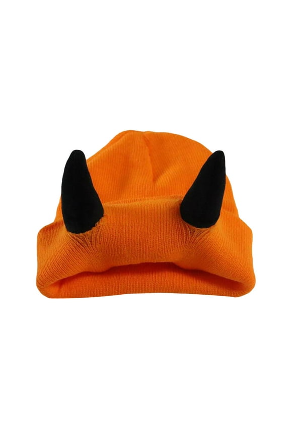 Orange Beanies Hats Men, Hats for Men, Devil Horns Men Hat Knitted Beanie With Horns Women Hip Hop Daemon Horns Cap for Winter Warm Ski Outdoor