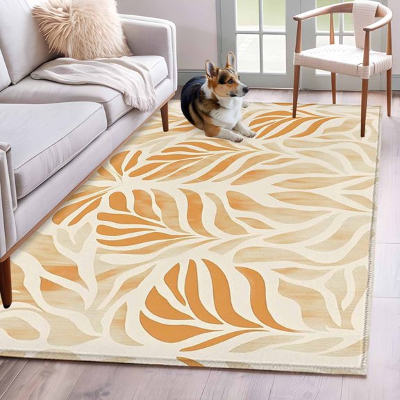 Orange Beige Abstract Area Rug 4x6 Washable Rug Non Slip Modern Ombre Vintage Art Large Area Rug Indoor Floor Carpet for Entryway Bedroom Kitchen Living Room Home Office Dining Room Nursery