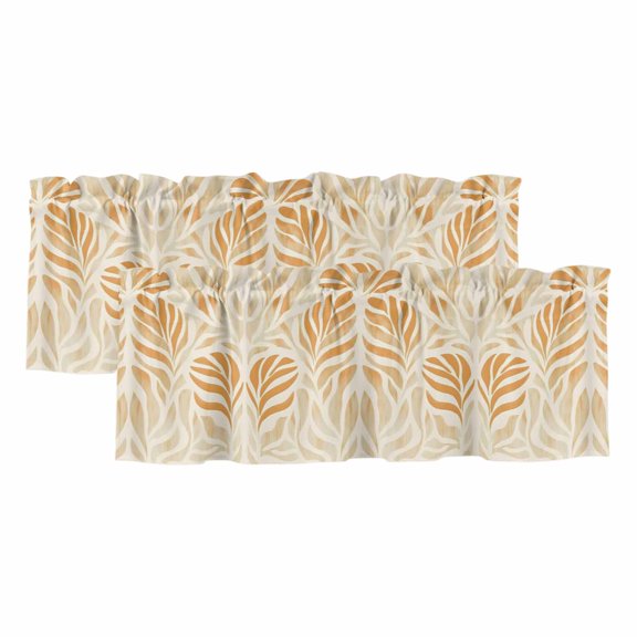 Orange Beige Abstract Valances for Windows, Decorative Rod Pocket Window Valance Curtains, Modern Ombre Vintage Art Short Curtain Drapes for Kitchen/Bathroom/Living Room, 2 Panels, 42" W x 12" L