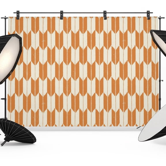 Orange Beige Arrow Backdrop for Photography, Abstract Japanese Orange Beige Arrow Photo Backdrop Portrait Background Party Banner Photo Backgrounds for Studio Booth Props, 7x5ft