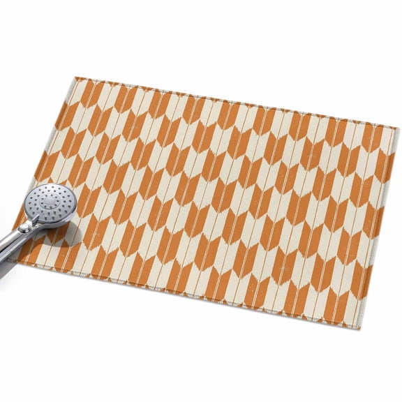 Orange Beige Arrow Front Door Rugs 2x3ft Abstract Japanese Orange Beige Arrow Washable Rug, Non Slip Indoor Carpet Absorbent Floor Mat for Living Room Bedroom Dining Room