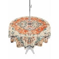 thumbnail image 1 of Orange Beige Boho Outdoor Tablecloth with Umbrella Hole, Vintage Ethnic Abstract Art Floral Spillproof Waterproof Outdoor Table Cover, Patio Tablecloths for Party/Garden/Picnic, Round 60 inch, 1 of 9