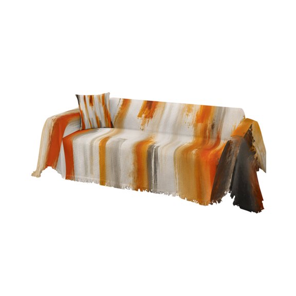 Orange Beige Gray Couch Cover Sofa Covers 3 Cushion Sectional Couch, Bohemia Modern Simple Neutral Pattern Washable Sofa Covers Slipcover Sectional Sofa Cover, Furniture Protector 71"x150"