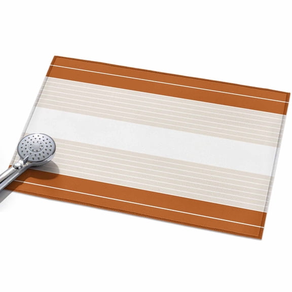 Orange Beige Stripe Entryway Rug 2x3ft Washable Non Slip Bathroom Rug Low Pile Soft Indoor Floor Front Door Mat Modern Art Horizontal Striped Rectangle Area Rugs Carpet for Kitchen Office Dining Room