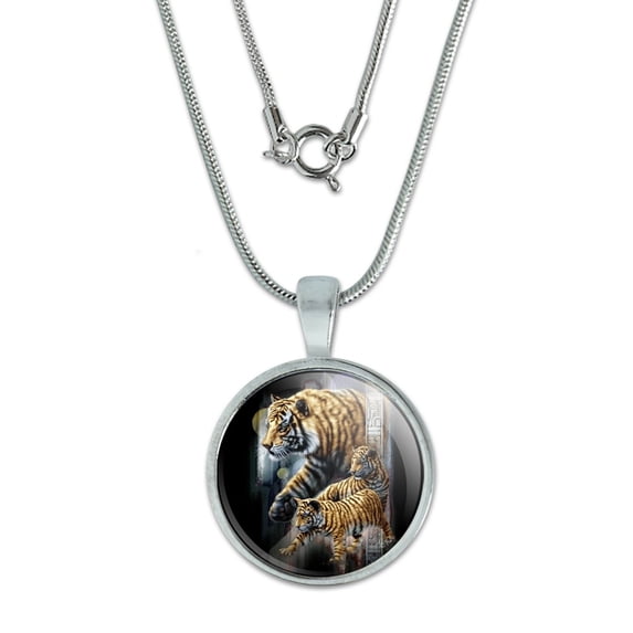 Orange Bengal Tigers 0.75" Pendant with Sterling Silver Plated Chain