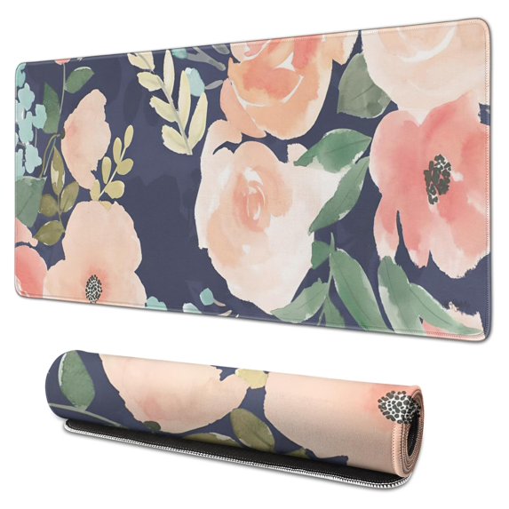 Orange Big Flower mouse Padswaterproof,rubber+multispandexno Slip MousematDesk Pad for Office Home Game 31.5x15.7inches