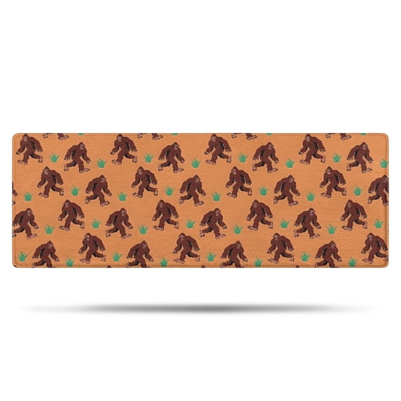 Orange Bigfoot and Grass Pattern Bathroom Rugs Mat,Non Slip Microfiber Bathroom Rug,Rubber Backing,Soft Bathroom Mats for Bathroom Floor,Tub and Shower,47x17in(120x43cm)