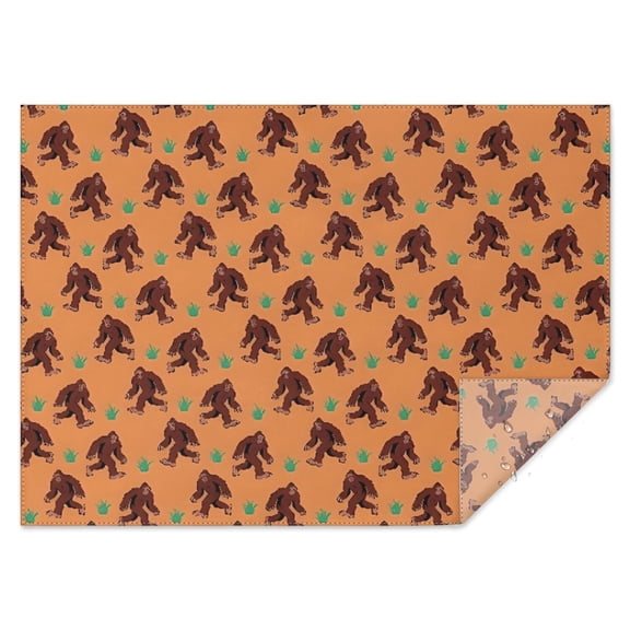 Orange Bigfoot and Grass Pattern Rectangle Tablecloth 60"x84",Waterproof Polyester Rectangle Table Cloth, Wipeable Spillproof Polyester Tablecloth for Dining, Camping, Indoor and Outdoor