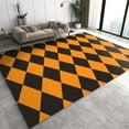 thumbnail image 1 of Orange And Black Area Rug Diamond Shape Pattern Living Room Rugs, Indoor Non-Slip Rugs, Machine Washable Breathable Durable Carpet For Bedroom Study Front Entrance Floor Decor 4x6ft, 1 of 6