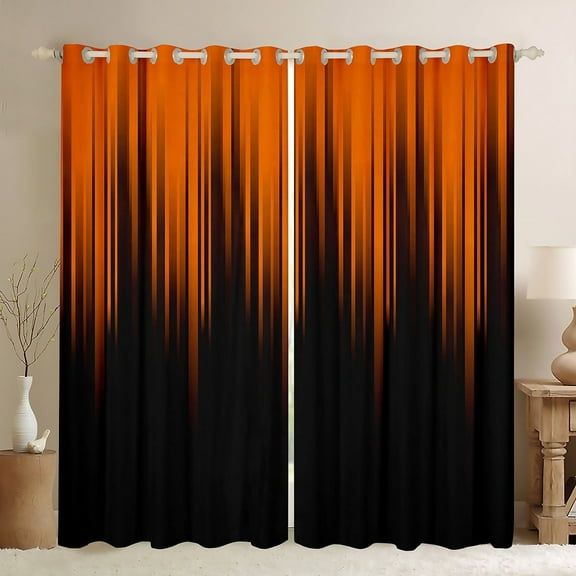 Orange Black Blackout Curtains Stripes Lines Abstract Gradient Curtains & Drapes,Vintage Ombre Art Striped Geometry Window Curtains,Modern Stripe Geometric Curtains 42"Wx84"L