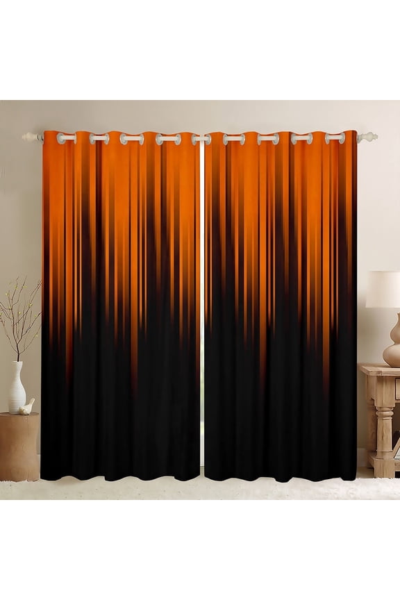 Orange Black Blackout Curtains Stripes Lines Abstract Gradient Curtains & Drapes,Vintage Ombre Art Striped Geometry Window Curtains,Modern Stripe Geometric Curtains 42"Wx84"L