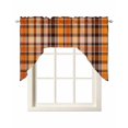 thumbnail image 1 of Orange Black Check Swag Valances for Windows, Small Curtains Drapes, Farmhouse Buffalo Plaid Rustic Kitchen Window Curtains Over Sink Rod Pocket Window Treatment Valance for Bedroom/Bathroom 56"x36", 1 of 5