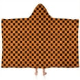thumbnail image 1 of Orange and Black Checkered Pattern Hooded Bath Towel，60"x35" for Ages 3 To 12 Kids, Quick Dry Lightweight Soft Microfiber Hood Beach Towel Cover Up for Kids, 1 of 7