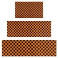 thumbnail image 1 of Orange and Black Checkered Pattern Kitchen Rugs Sets Of 3,Kitchen Runner Rugs Non Skid Washable,Decorative Kitchen Floor Mats for Kitchen,Sink,Laundry,17"x30"+ 17"x47" + 17"x59", 1 of 6