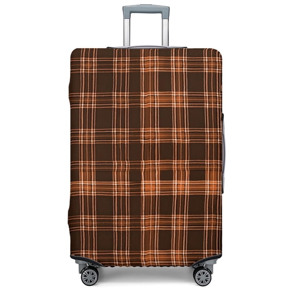 Oramge Pattern Orange and Black Checkered Pattern Luggage Cover,Stretch Travel Baggage ...