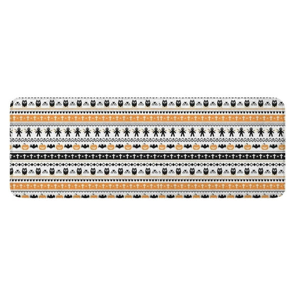 Orange and Black Christmas Pattern Kitchen Rug Mat,Kitchen Runner Rugs Non Skid Washable,Decorative Kitchen Floor Mats for Kitchen,Sink,Laundry,17"x47.2"