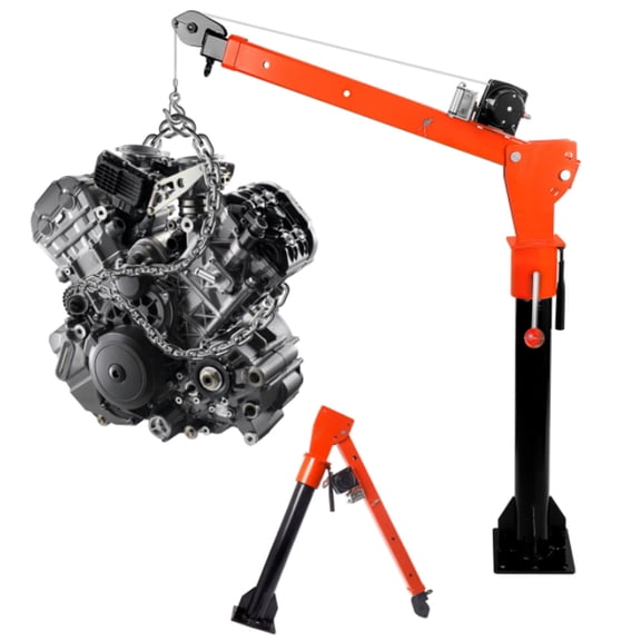 Orange Black Finish Truck-Mounted Single-Arm Crane, Jib Cranes 12V 5000 lb Electric Winch Folding 360 Swivel Bolt-Secured Lift Electric Hoist Truck-Mounted Crane for Pickup Truck Cargo