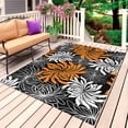 thumbnail image 1 of Orange Black Flowers Outdoor Rug 5x8 Ft, Non Slip Washable Area Rug, Abstract Botanical Floral Plant Patio Rugs Carpet Runner, Large Floor Mat for Indoor/Outdoor Deck Porch Camping, 1 of 8
