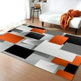 thumbnail image 1 of Orange Black Gray Square Pattern Area Rug, Geometric 3D Abstract Indoor Non Slip Kids Rugs, Machine Washable Breathable Durable Carpet For Living Room Bedroom Home Office 1x2ft, 1 of 6