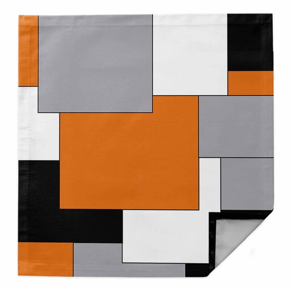 Orange Black Grey Cloth Napkins Washable Set of 1, Middle Century Irregular Geo Abstract Art Reusable Dinner Table Napkins Cloth Bulk for Weddings Kitchen Restaurants Hotel Events Party 20 x 20 Inch