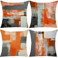 thumbnail image 1 of Orange Black Grey Throw Pillow Covers 18x18 Set of 4 Decorative Cushion Cover White Abstract Art Painting Pillowcase for Sofa Bedroom Living Room Decor, 1 of 6
